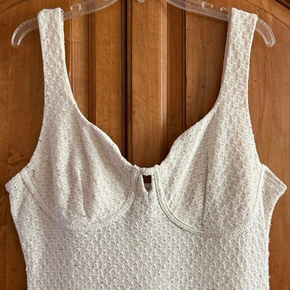 ASOS Curve crochet knit midi dress cream sequin sleeveless women's 16 NEW - Picture 10 of 15